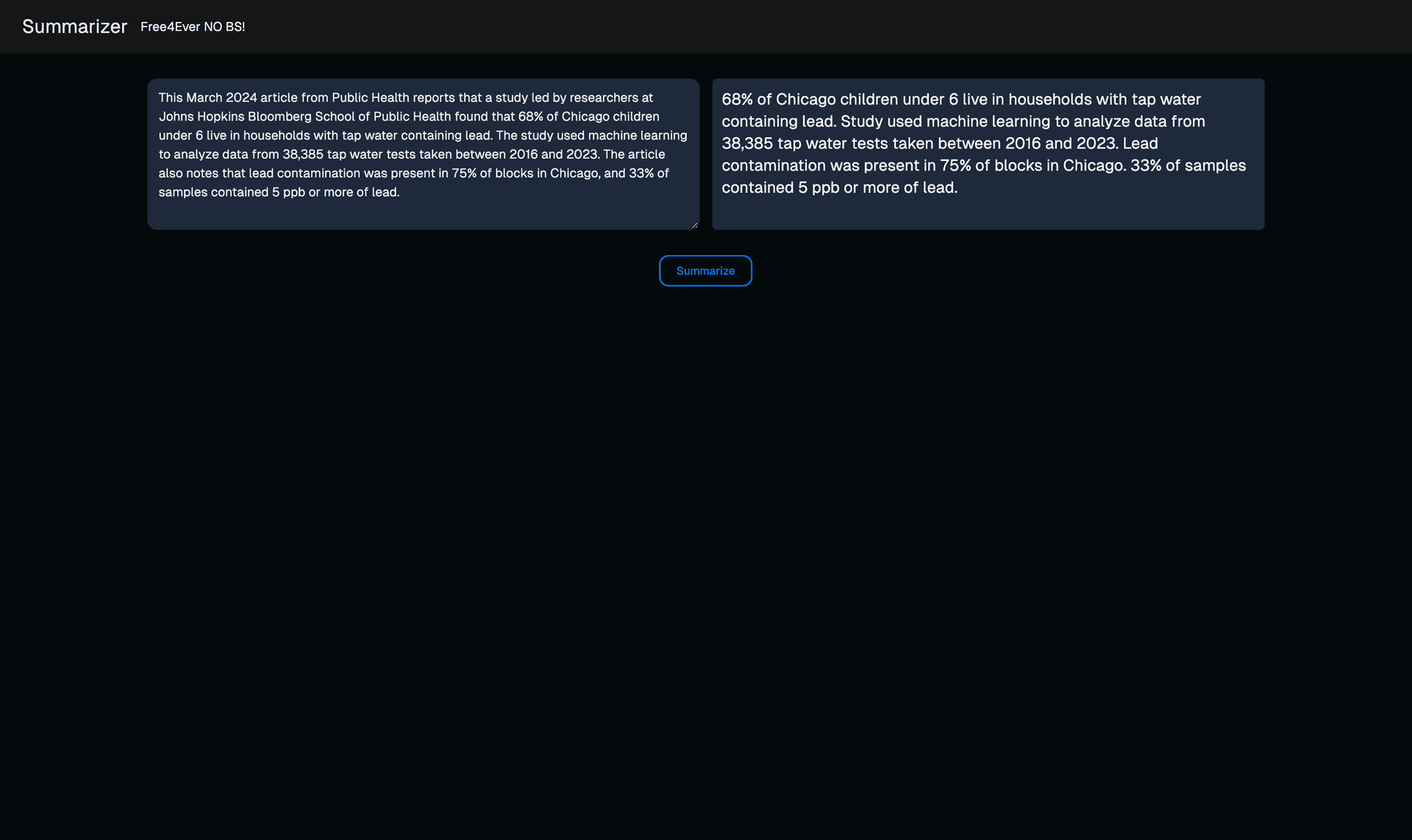 Summarizer screenshot